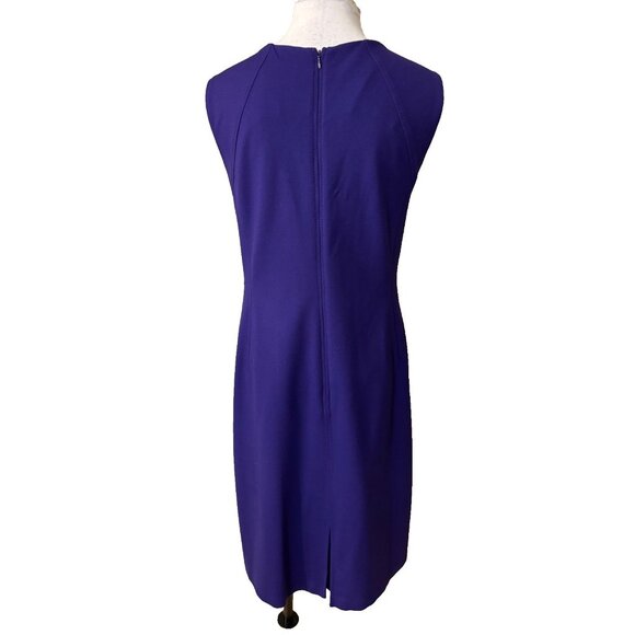 Talbots Sheath Dress 14 Purple Ponte Stretch Career Church Sleeveless - Picture 2 of 10